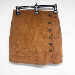 Madewell Women's Brown Button Sided Corduroy Quilted Mini Skirt Size 00